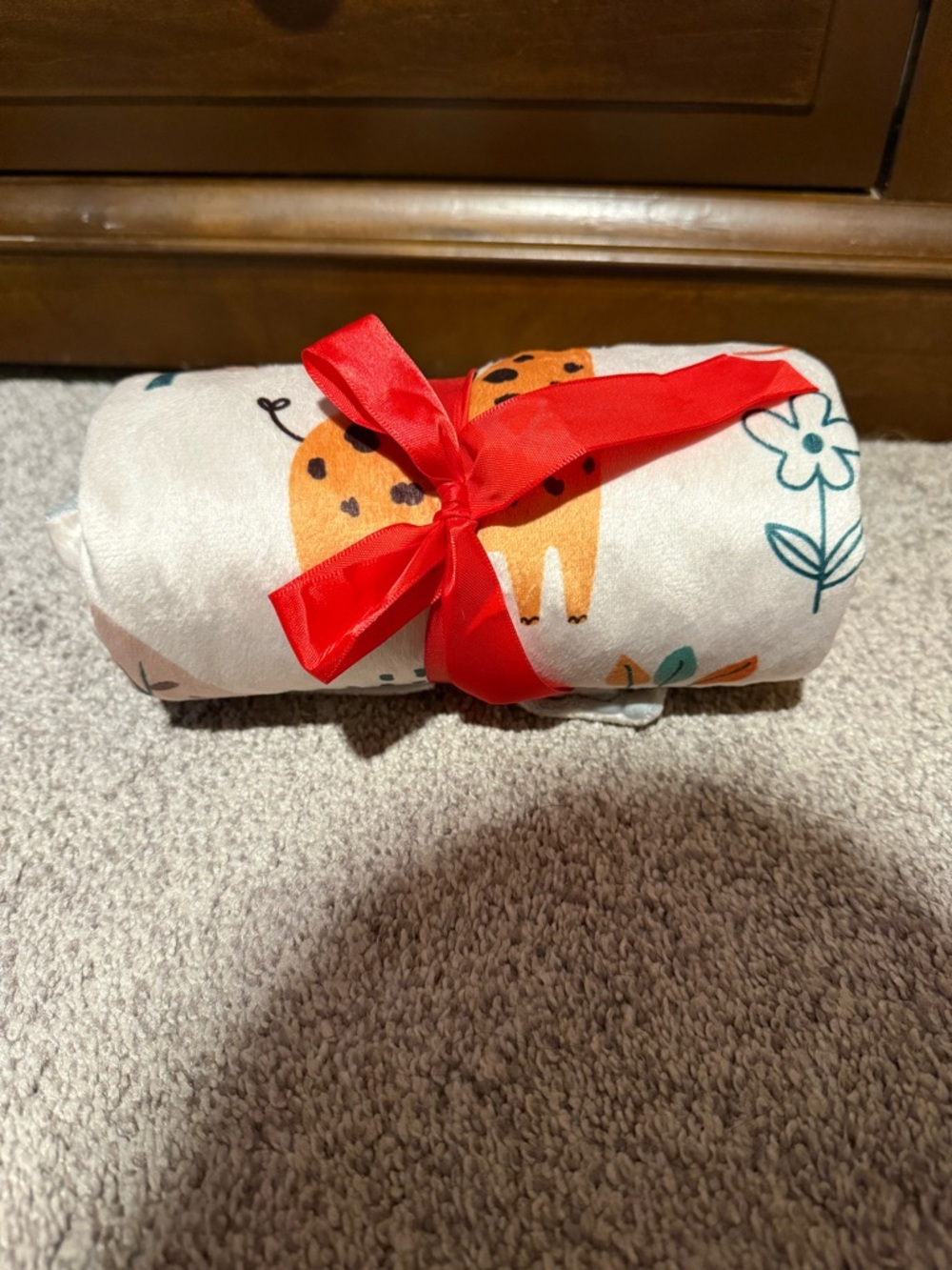 Woodland Animal Minky Baby Blanket - Cream and Gray - Picture 3 of 7